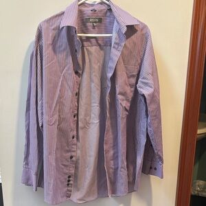 Kenneth Cole Reaction Purple and White Striped Shirt